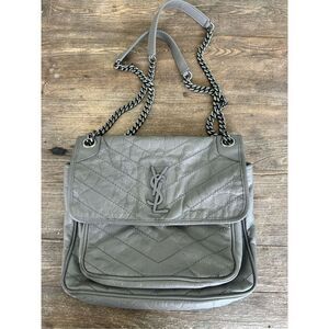 Saint Lauren YSL leather Niki medium gray shoulder/crossbody bag- Authentic!